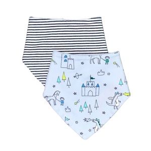 GAP Snap Handkerchief Bibs Stripes Castle Prince 0-6 Months